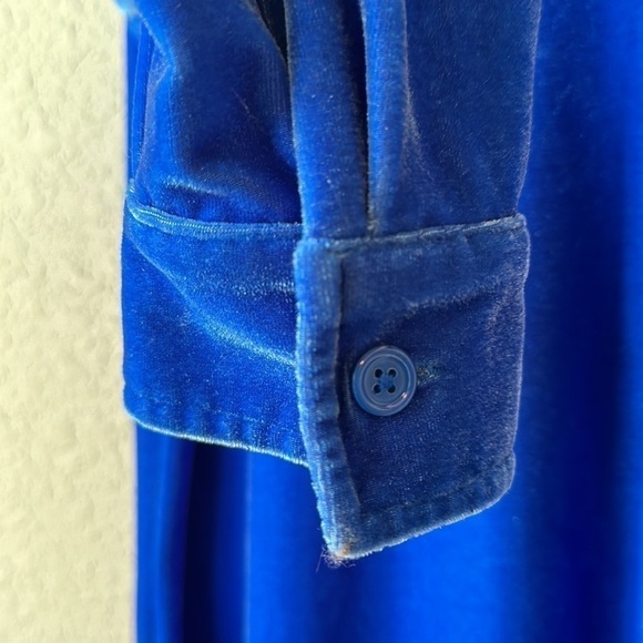 Soft Surroundings Blue Velvet Boyfriend Button Down Tunic Shirt - Picture 5 of 11